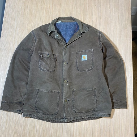 Carhartt Other - Vintage Carhartt Chore Coat Brown Duck Canvas Blanket Lined Distressed Jacket